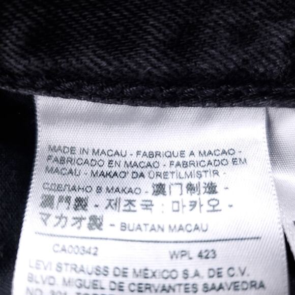 Levis Premium Loose Straight Jeans Women 28 Black Cropped Frayed Hem Retro Boho - Picture 11 of 13